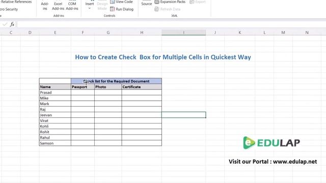 How to Create Check box in Multiple Cells in Quickest Way