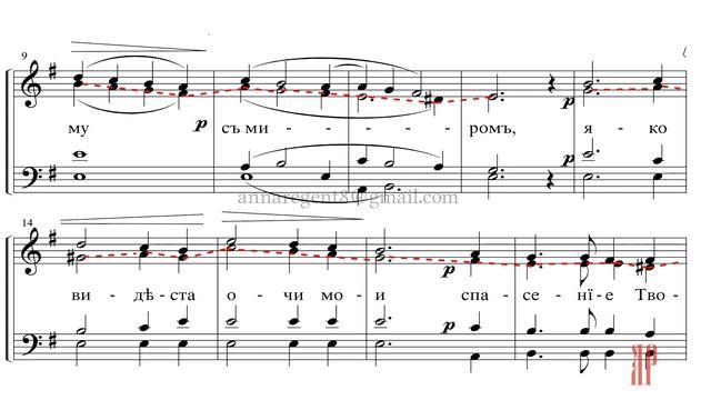 Ныне отпущаеши, муз. А. А. Архангельского - Альтовая партия смотреть онлайн