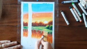Рисуем пейзаж масляной пастелью
