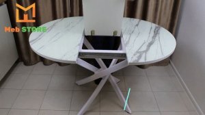 Стол кухонный раздвижной Арчи-2, белый мрамор