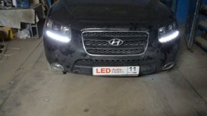 Hyundai Santa Fe. Замена линз, ДХО+LEDповоротник