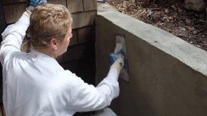 Stucco block retaining walls.