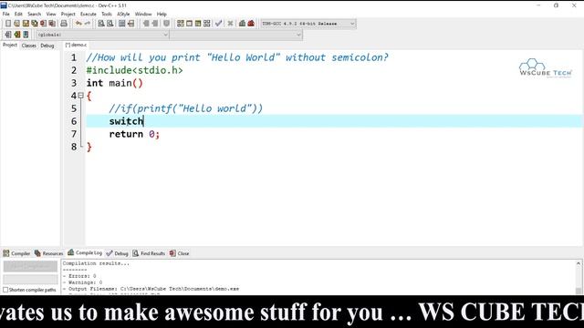 How to Print Hello World without Semicolon? | C Language Tutorial in Hindi смотреть онлайн