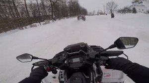 На квадроцикле в большой снегопад по городу, Stels Guepard 650.