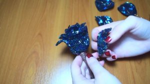 Темная-синяя роза из бисера. Мастер класс