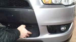 Защитная сетка радиатора Mitsubishi Lancer X 2007 2011 2 шт  black