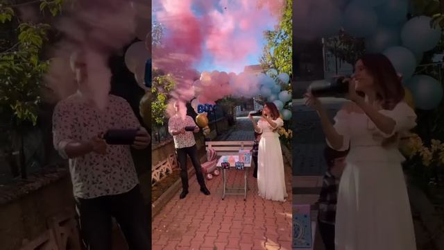 Идеи на гендер пати - gender reveal party. Огнетушители с цветным дымом