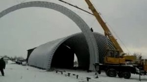 Монтаж арок бескаркасного ангара