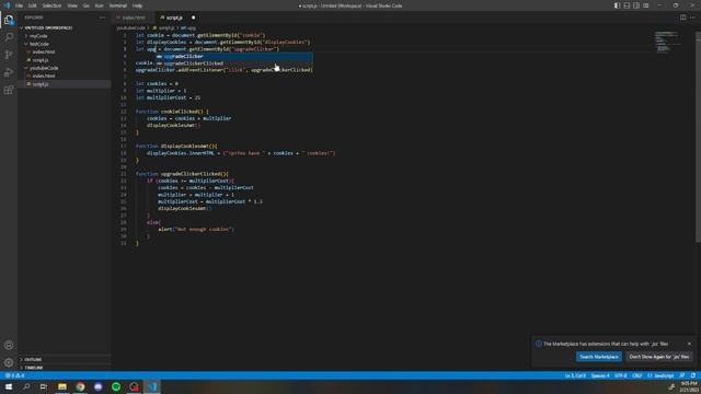 How to make a simple cookie clicker type game using only JavaScript and HTML