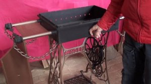 мангал из зингера. мангал на станине от швейной машинки. мангал на зингере. мангал зингер