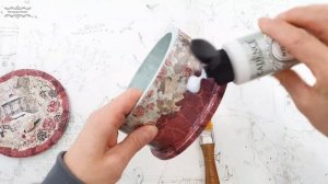 Decoupage # round box with a winter view  #cadence  # DIY tutorial...