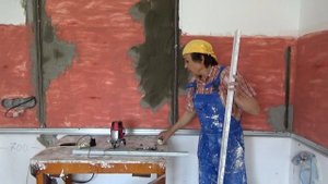 Кухонный фартук.  Не стандартная установка маяков и штукатурка стены