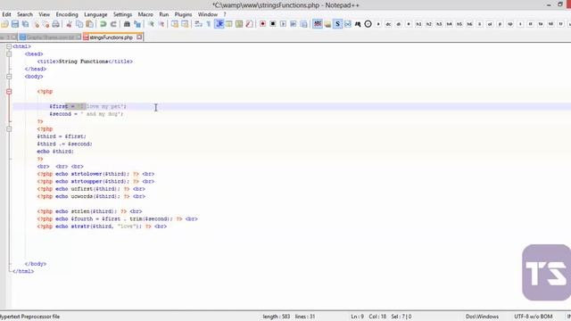 String Functions Part 2 - Lecture 11 (PHP Tutorial)