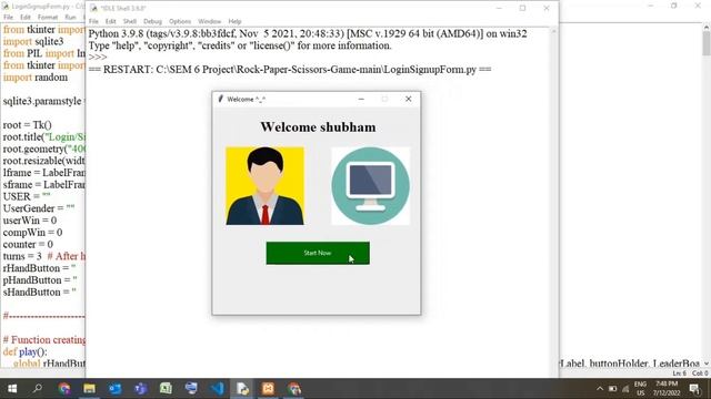 Rock Paper Scissors Game using python GUI ? #python #games #tkinter #projects
