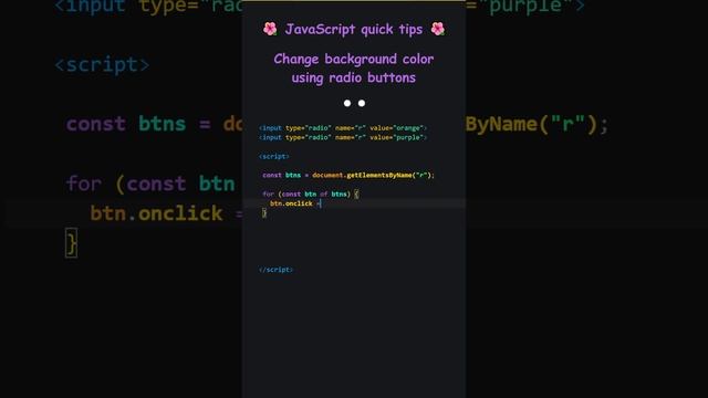 ? JavaScript quick tips ? Change background color using radio buttons