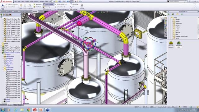 Creating Piping Automatically in SolidWorks смотреть онлайн