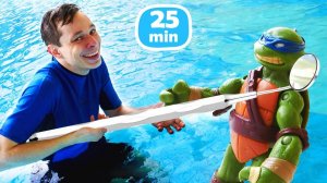 Школа героев Акватим - В аквапарке Мутаген! Игрушки в видео про игры в бассейне