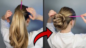 ЛАЙФХАК ДЛЯ ДЕВОЧЕК: КРАСИВЫЙ ПУЧОК С ПОМОЩЬЮ КАРАНДАША! ✏️ Super hair hack used pencil
