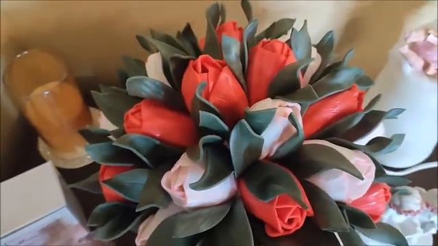 ,,Тюльпаны,,Светильник-ночник из изолона в шляпной коробке,ручная работа.ОБЗОР!!! смотреть онлайн