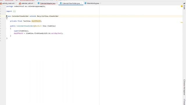 Calendar App Example Android Studio Tutorial