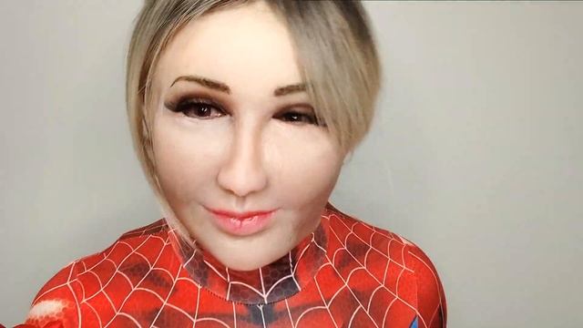 Mask! Mask! Mask! (Female silicone mask Spider-girl suit cosplay) - unmasking mask off disguise- смотреть онлайн