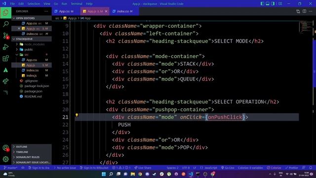 Stack and Queue UI implementation | React Js