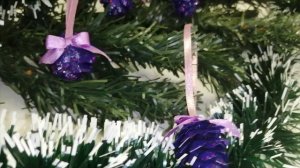 Новогодние Елочные игрушки Фиолетовые шишки хендмейд - мастерская CelebrateGift.ru ПраздникИподарки