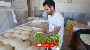 Baking Iranian bread|baking traditional Iranian bread by this person with a daily count of5 thousan