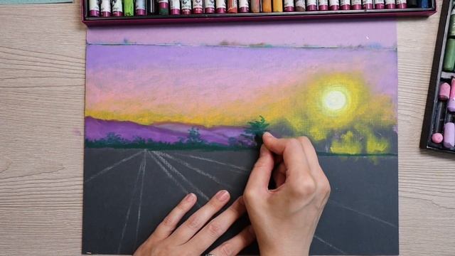 Мастер класс лавандовое поле масляная пастель myngo gallery soft