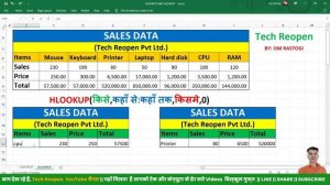 ?HLOOKUP In Excel |? Hlookup | With Project कभी नही भूलेंगे आप | Lookup (Hindi)