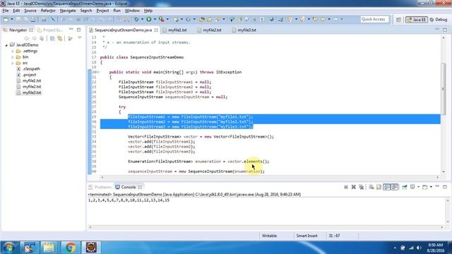 How to read data from multiple files using SequenceInputStream? | Java IO | Java Tutorial