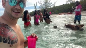 We swam with piggies in Nassau, Bahamas!