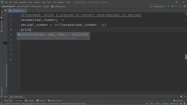 Convert Hexa-decimal to Decimal | Program 65 | Solutions For Python 100 Exercises | CodingFacts