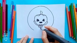 How To Draw Halloween Pumpkin ? step by step