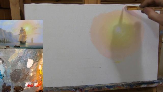 ПАРУСНИК НА РАССВЕТЕ Морской пейзаж маслом Мастер-класс по живописи от Александра Южакова