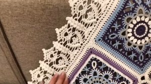 Анонс МК хлопковый плед- покрывало из мотивов крючком . Плед на продажу .(18.03.23)