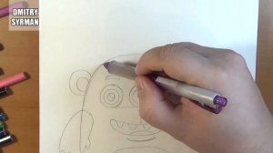 How to draw Cute Monster, Как нарисовать милого Монстрика