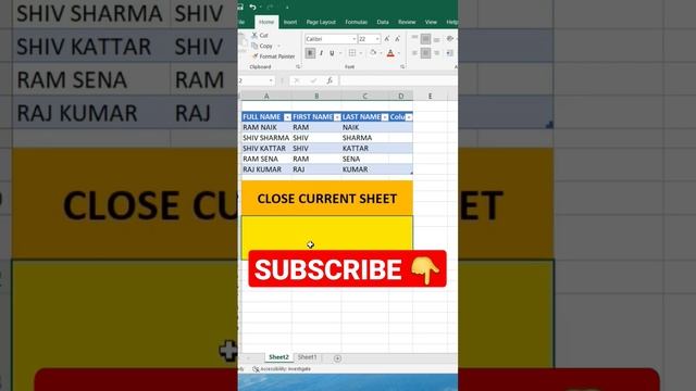 EXCEL SHORT CUT KEYS | CTRL + W