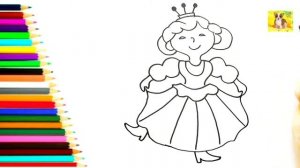 Как нарисовать Принцессу.Мультик Рисунок Раскраска.Рисунок Принцесса.