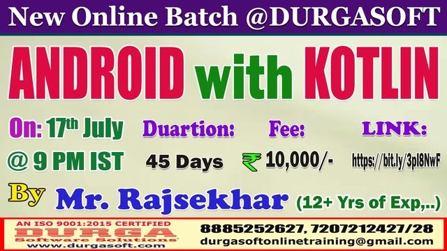 ANDROID with KOTLIN Online Training @ DURGASOFT – смотреть онлайн видео ...