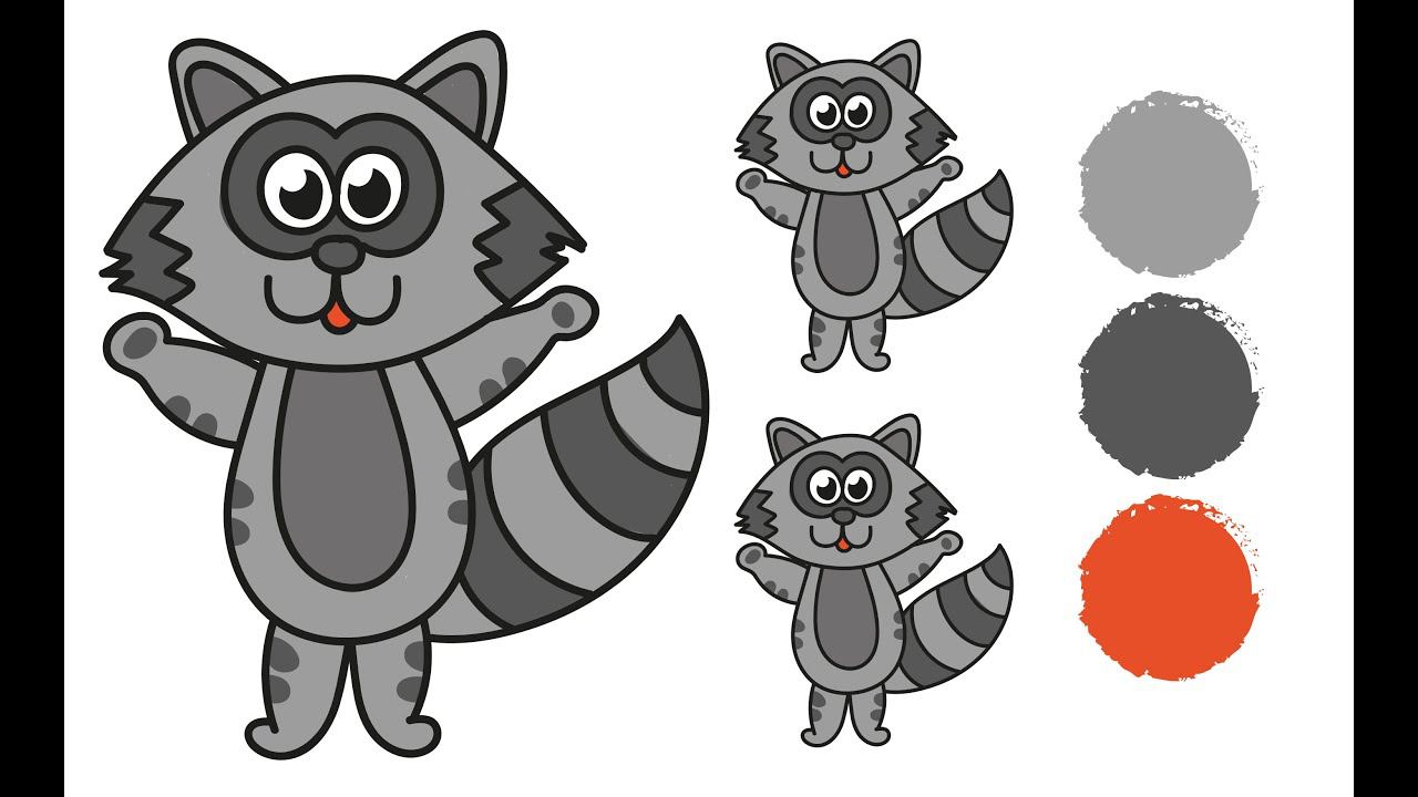 Раскраска ЕНОТ / Как нарисовать ЕНОТА / Краски Раскраски / How to draw an raccoons смотреть онлайн