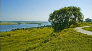 Низкий дом с голубыми ставнями