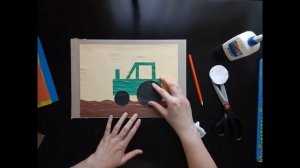 Аппликация из цветной бумаги "ТРАКТОР"