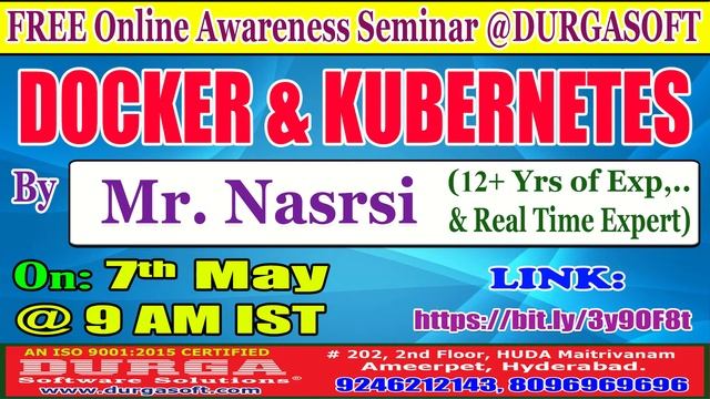DOCKER & KUBERNETES (FREE Awareness Seminar) Online Training @ DURGASOFT смотреть онлайн