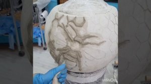 Процесс создания круглого кашпо из арт бетона с интересным дизайном. @Art_Nataly