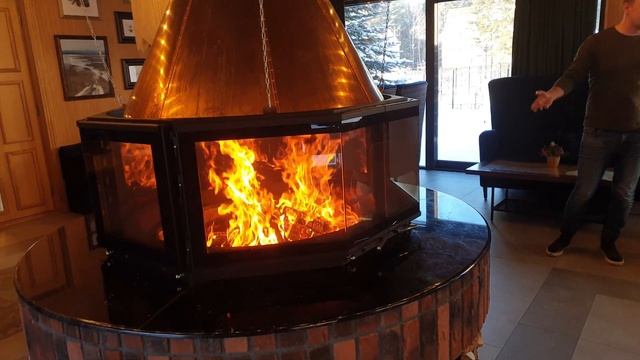 Островной камин, восьмигранный. смотреть онлайн