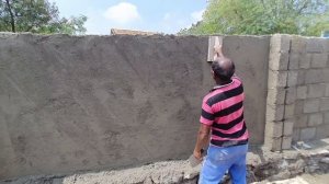 Plastering Techniques|Hollow Blocks Compound Wall Inside Plastering|With Sand and Cement mixing