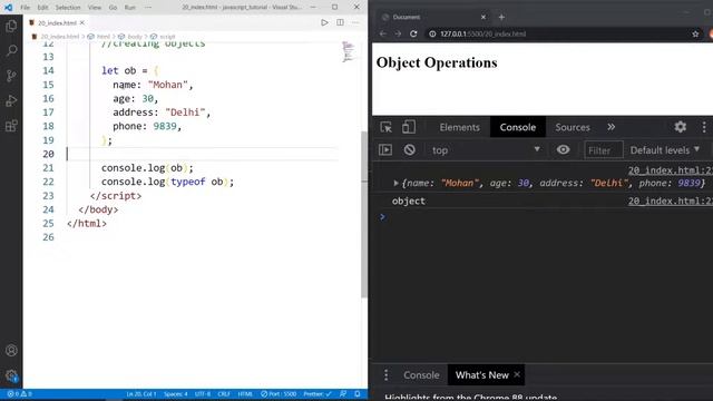 #20 ? JavaScript Objects ? | JavaScript Object Operations | JavaScript Tutorial in Hindi