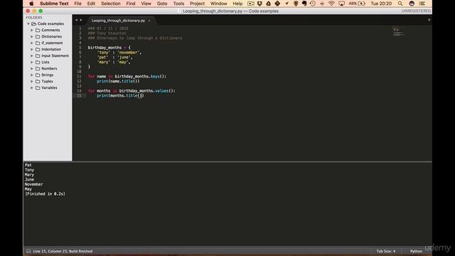 7  Loping through a dictionary using keys, values and sets
