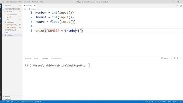 Problem Solving With Python - URI Online Judge 1008 [ Salary ]